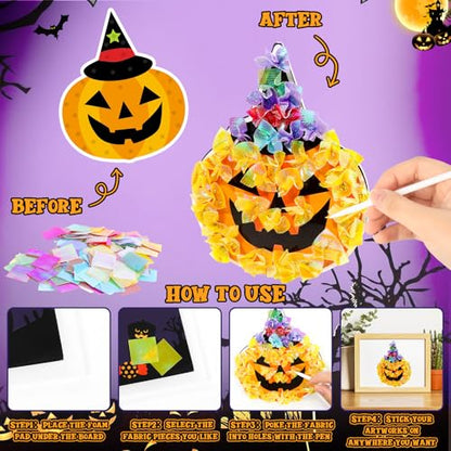 Lonfliness 8 Pcs Halloween Poke in Craft Kits for Kids Mess Free DIY Art - style: Halloween