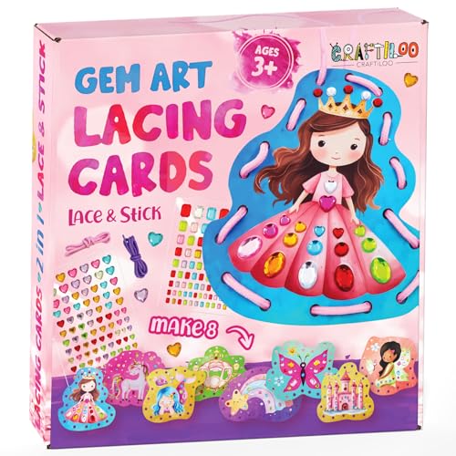 Lacing Cards for Kids Ages 3-5 - 8 Princess Sewing Cards, Toddler Toy