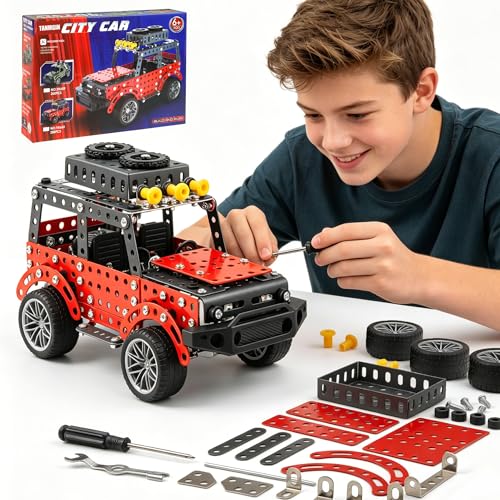 288PCS Metal Model Car Kits Erector Set, Building Set for Kids Aged 8 and Up, 4x4 and Off-Road Vehicle, Model Car Kits Toy Playset, Birthday Gift for Boys 8-12 13 14+ Years Old, SUV Truck for Adults
