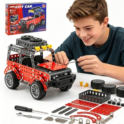 288PCS Metal Model Car Kits Erector Set, Building Set for Kids Aged 8 and Up, 4x4 and Off-Road Vehicle, Model Car Kits Toy Playset, Birthday Gift for Boys 8-12 13 14+ Years Old, SUV Truck for Adults