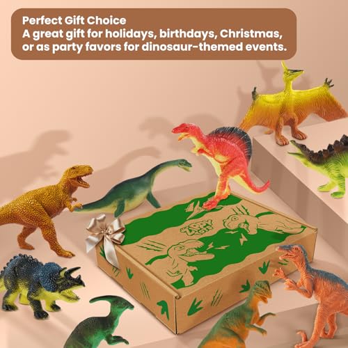 Zippytots Dinosaur Toys for Kids 3-5, 10 PCS Realistic Plastic Dinosaur Figure Toy Set Including T-Rex, Stegosaurus, Spinosaurus, Ideal Gift for Toddle - style: 10pc-Small-Dinos
