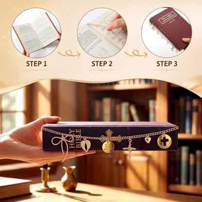 124 Pcs Bible Chain Making Kit Bible Charms, Cross - style: Cross