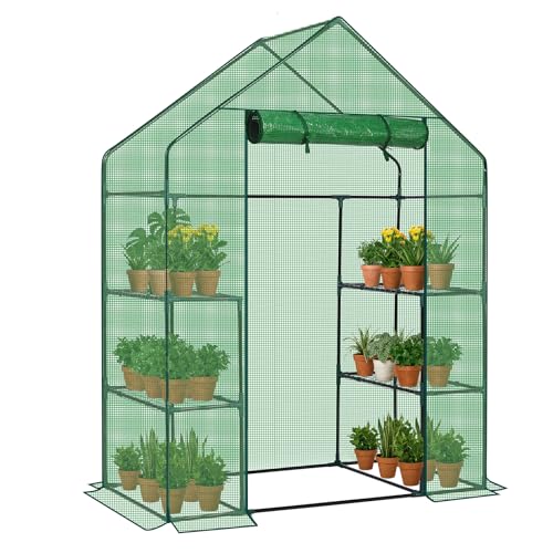 Outvita Walk-in Greenhouse, 3 Tiers 4 Shelves, Durable PE, 56"x29"x77" - style: 3 tiers 4 shelves