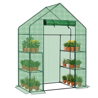 Outvita Walk-in Greenhouse, 3 Tiers 4 Shelves, Durable PE, 56"x29"x77" - style: 3 tiers 4 shelves