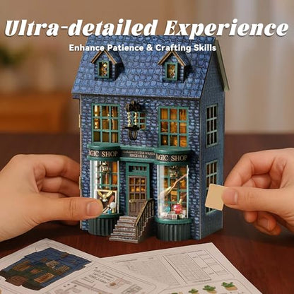 Flever Dollhouse Miniature DIY House Kit Creative Room with Furniture for Romantic Valentine's Gift (Magic Store) - color: Magic Store