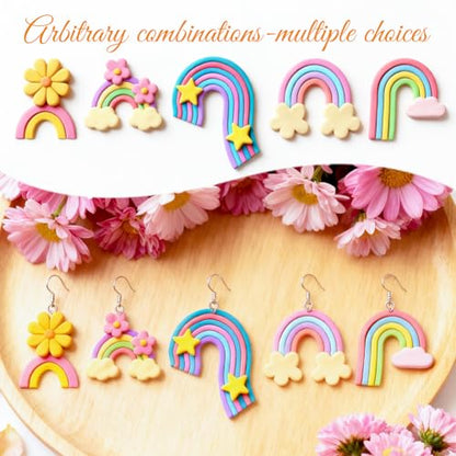 ORIGACH 22 Pcs Rainbow Polymer Clay Cutters Set PLA Clay Earring Cutters for Earring, Necklaces, Bracelets Making Polymer Clay Molds with Storage Box - style: Rainbow