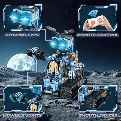 4-in-1 Rechargeable Remote Control RC Robot Building Toys for Kids, STEM Educational Building Block Robotics Kit Gifts for Christmas Boys Girls Ages 6 7 8 9 10 11 12+ (813PCS)