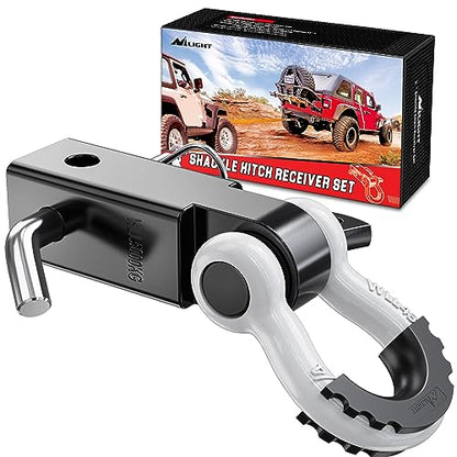 Nilight Shackle Hitch Receiver 2inch for Vehicle Recovery with 3/4" Shackle - color: Black+White