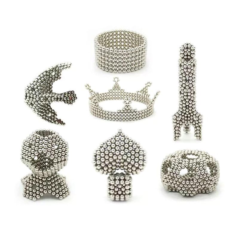 Silver Creative Magnetic Balls Building 1000PCS, Adult DIY Fidget Kit, Stress Relief Toy for Adults Only, Modern Desktop Ornament & Relaxation Gift for Home and Office