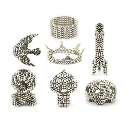 Silver Creative Magnetic Balls Building 1000PCS, Adult DIY Fidget Kit, Stress Relief Toy for Adults Only, Modern Desktop Ornament & Relaxation Gift for Home and Office