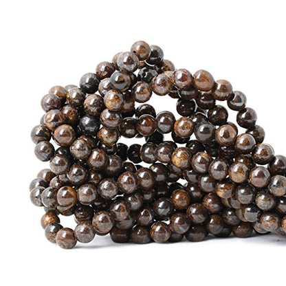 45PCS 8mm Natural Bronzite Gemstone Round Loose Beads for Jewelry Making DIY Handmade 1 Strand 15" - color: Bronzite, size: 8mm