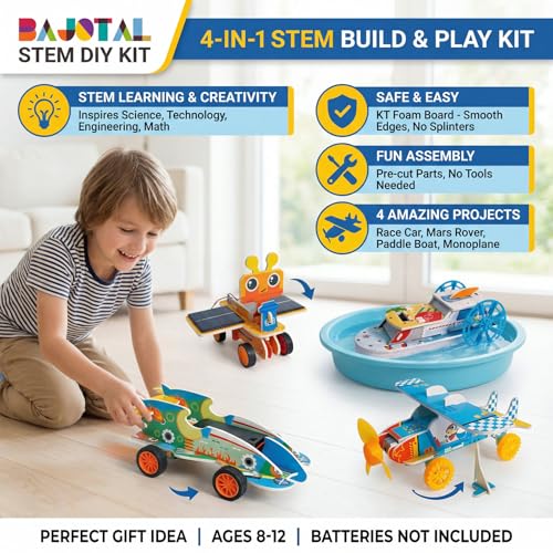 STEM Toys for Kids Ages 8-12 | 4-in-1 Science Kit Build Engineering Projects | Educational Toys Gift for Boys & Girls Age 8 9 10 11 12 Year Old