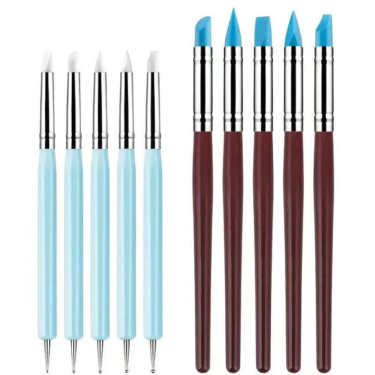 10 Pcs Silicone Clay Sculpting Tools Set, Double-Ended Dotting Tools & Silicone Brushes for Polymer Clay, Air Dry Clay, Pottery & DIY Crafting - color: 10Pcs-Blue