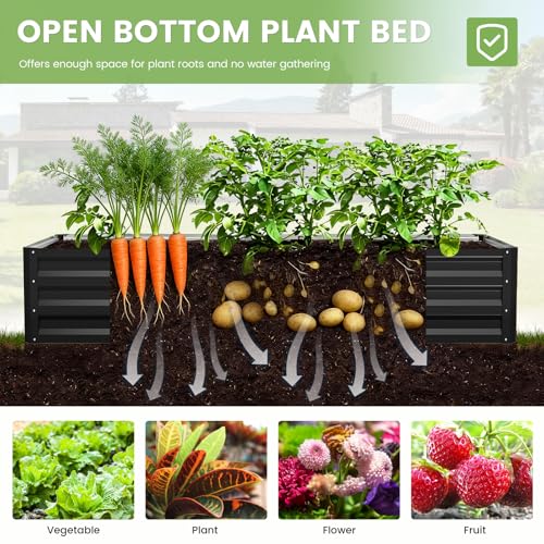DoCred Crop Cage with Raised Garden Bed, 84.6" x 45.3" x 59" Plant Protection Tent Garden Cages with Window, 2 in 1 Galvanized Raised Garden Bed Kit and Mesh Cover for Garden, Yard, Lawn - color: Black, size: 84.6" x 45.3" x 59"