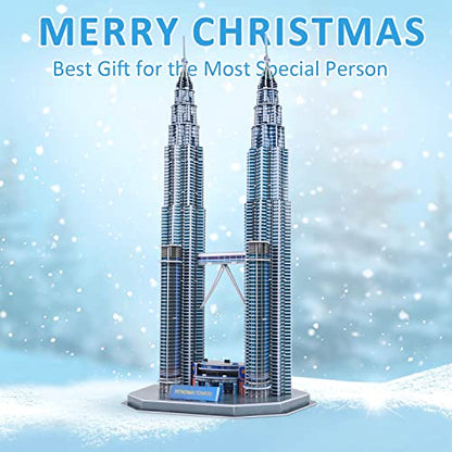3D Puzzles for Adults Kids, Assembly Malaysia Petronas Twin Towers - style: Petronas Twin Towers