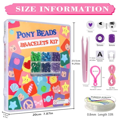 LIS HEGENSA 12Color 900PCS Kandi Pony Beads Bracelets Jewelry Making Kits - size: 12Color(900PCS)
