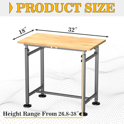 Ultrawall Workbench for Garage, 32"x18" Adjustable Height Work Table - size: 32 x 18 inch