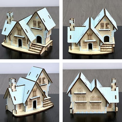 Log Cabin Mini House 3D Wooden Puzzle Model (4-in-1) - color: 4-in-1
