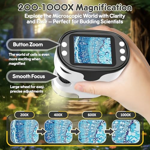 Kids Digital Microscope Science Gift: Complete STEM Toy Kit for Ages 4-12 - color: White