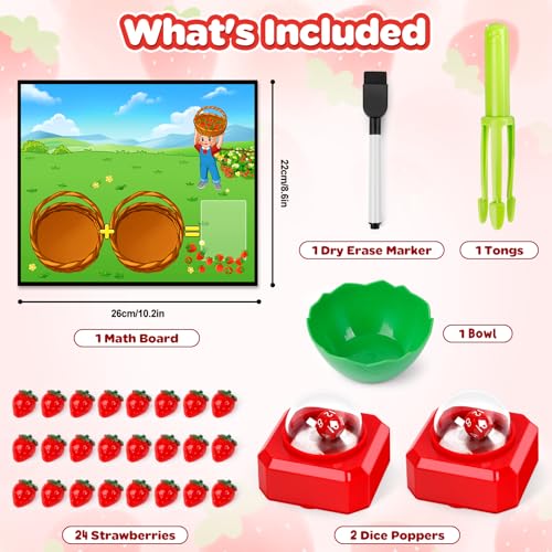 Math Board Games for Kids with Dice Poppers, Math Manipulatives Kindergarten Preschool Math Games Counters Toys, Addition and Subtraction Dice Games Homeschool Supplies Classroom Must Haves - style: Red