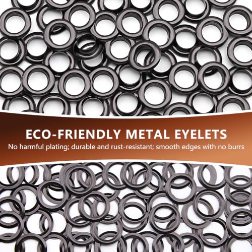 SEMINI 100 Sets 10mm Gunmetal Grommet Eyelet Kit for Fabric Leather Crafts - color: Gunmetal,10mm,100Set