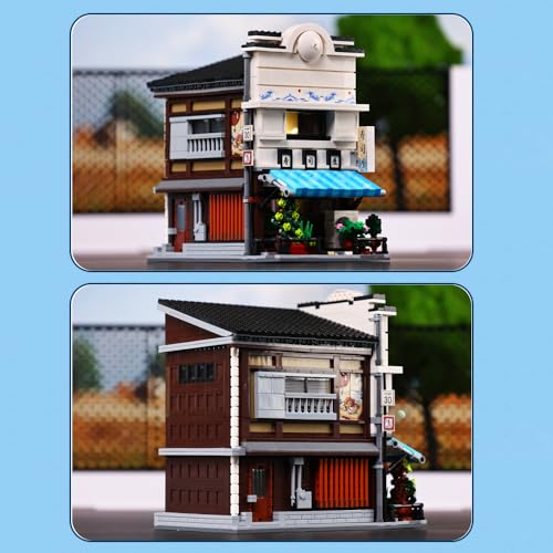 CaDA Master Japanese Sushi House Building Block Set C66018W Creative City Brick Kit with Lights，1665PCS Street House Idea Gift for Adults - color: C66018w