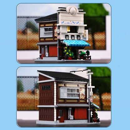 CaDA Master Japanese Sushi House Building Block Set C66018W Creative City Brick Kit with Lights，1665PCS Street House Idea Gift for Adults - color: C66018w