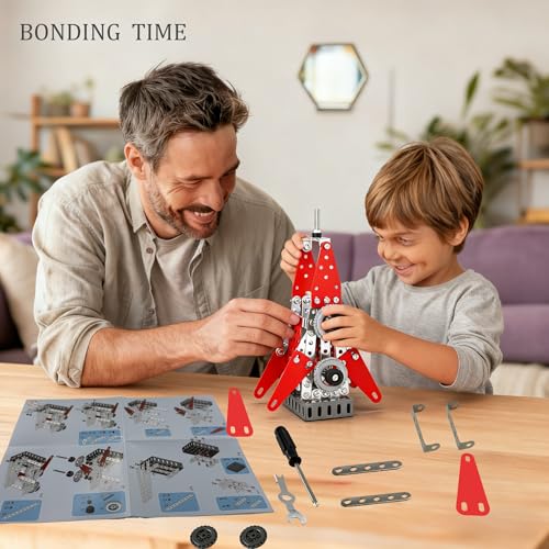 3D Metal Puzzle Rocket Building Kit 2-in-1 Pen Holder & Phone Stand for Desk - DIY Assembly Model, Fun STEM Project, Unique Office and Home Decor for Adults & Teens