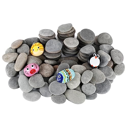 Simetufy 100Pcs 2"-3" River Rocks for Painting Bulk, Flat & Smooth Natural - size: 2-3in -100pcs
