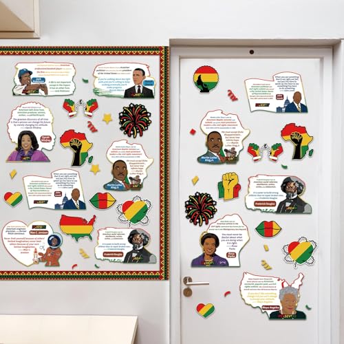 gisgfim Black History Month Bulletin Board Decoration Set African American Inspirational Borders Cutouts for Classroom School Bulletin Board Craft Home Wall(Black History Month) - style: Black History Month