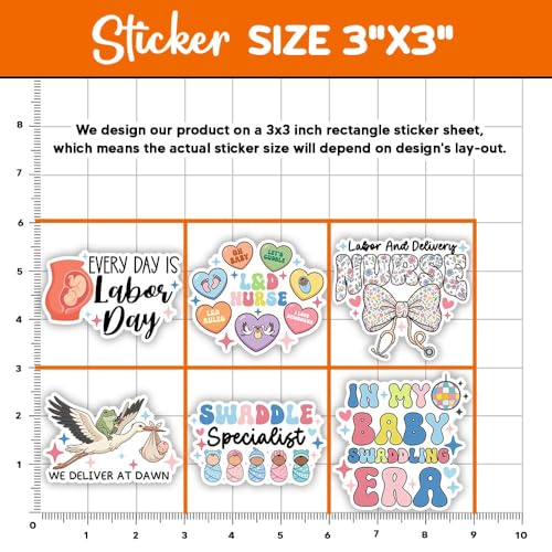 MAIANEY (15Pcs, 3in) L&D Nurse Sticker Pack – Labor and Delivery Nurse Stickers, Funny Medical Nurse Decals, Tiny Humans Maternity Theme, Waterproof Vinyl - color: L&d Nurse