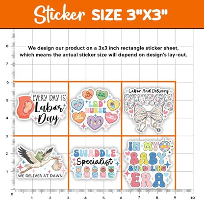 MAIANEY (15Pcs, 3in) L&D Nurse Sticker Pack – Labor and Delivery Nurse Stickers, Funny Medical Nurse Decals, Tiny Humans Maternity Theme, Waterproof Vinyl - color: L&d Nurse