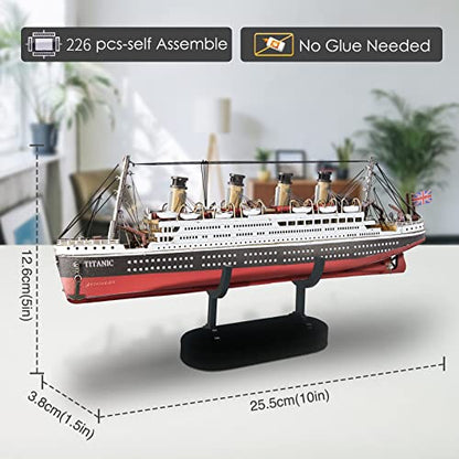 Piececool 3D Puzzles for Adults, Titanic Metal Ship Model Building Kits, Difficult Watercraft Cruise DIY Arts and Crafts Birthday Gifts for Men Women Couples Desk Decor - style: Titanic