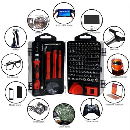 115-in-1 Screwdriver Set, Strong Magnetic Multi-Bit Tool Kit with Special-Shaped Bits, Professional Precision Repair Tools for Phone, Laptop, Electronics - color: Red