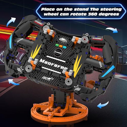 Sciencow F1 Racing Wheels Model Kit,Racing Theme Construction Building Blocks Toys, Chirstmas Birthday Gift for Ages 8-12, Home Office, Desk Deco - color: Orange