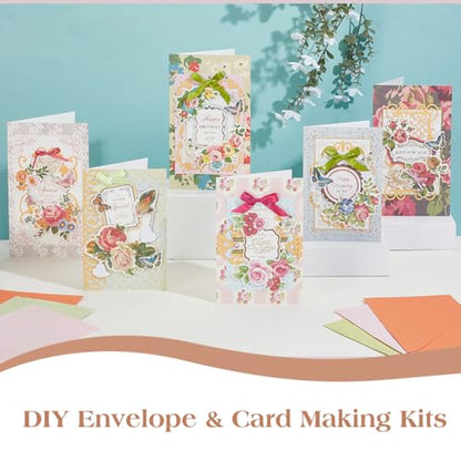 AHANDMAKER Handmade Greeting Card Making Kits, DIY Thank You Card Set Flowers Theme Paper Envelopes Cards Stickers for Christmas Thanksgiving Mother's Day Birthday Gifts Crafts Decorations - size: 4~215x4~125x0.3~2mm