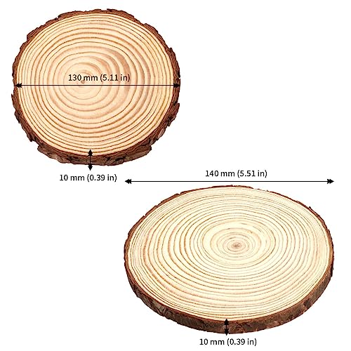 JAPCHET 30 Pack 5-5.5 Inch Natural Wood Slices, 0.4 in Thick Wooden Circle with Bark, Unfinished Wood Log Discs for Christmas and Wedding Decorations