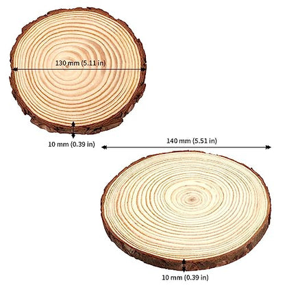 JAPCHET 30 Pack 5-5.5 Inch Natural Wood Slices, 0.4 in Thick Wooden Circle with Bark, Unfinished Wood Log Discs for Christmas and Wedding Decorations