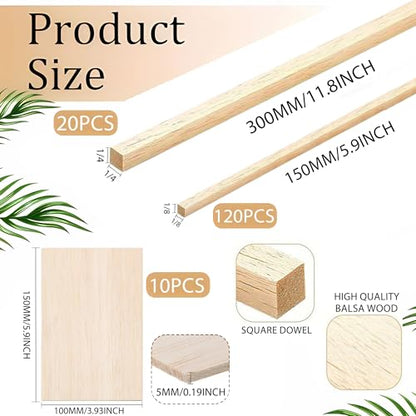 150pc Balsa Wood Kit with Sticks & Sheets