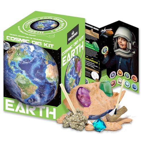 Cosmic Dig Kit by Big Discoveries - Explore the Planets of the Solar System with Gem & Fossil Excavation Kits for Kids | STEM Toy Science Dig Kits with Gemstones for Boys and Girls - style: Earth