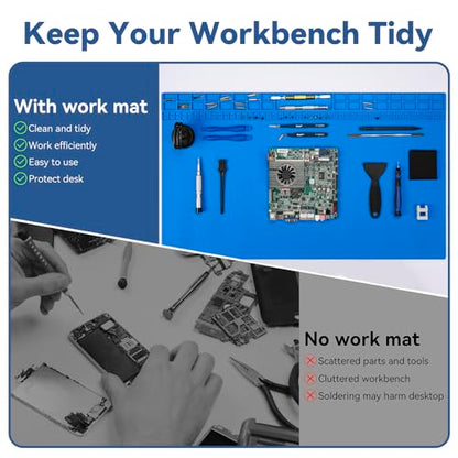 Kaisi Extra Large Soldering Mat, 932°F Heat Resistant Silicone Solder Mat - color: Blue, size: 27.6'' x 15.7''