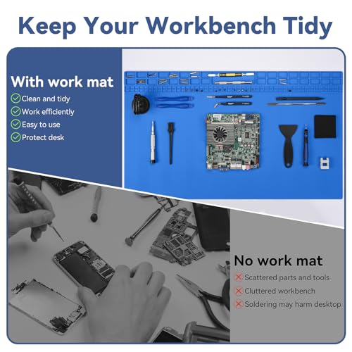 Kaisi Extra Large Soldering Mat, 932°F Heat Resistant Silicone Solder Mat - color: Blue, size: 27.6'' x 15.7''
