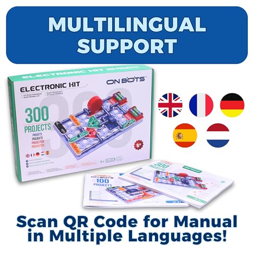 OnBots 300 STEM Electronics Kit | for Kids Age 8 + | Build 300 Science Projects to Learn Circuits & Engineering | 60 Parts & Full Colour Manual | Perfect Christmas and Birthday Gift for Boys & Girls