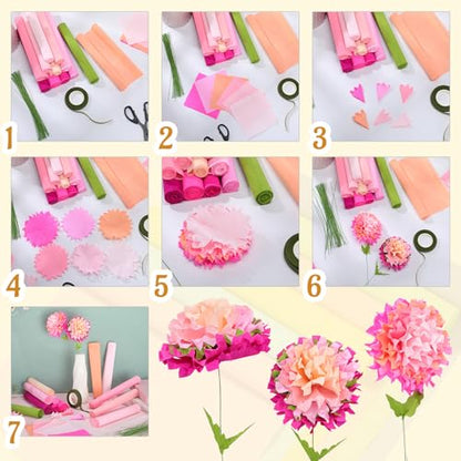 Chrisfall 12 Rolls Crepe Paper Streamers, 8 Feet X 10 Inch, Pink Colors - color: Pink Colors