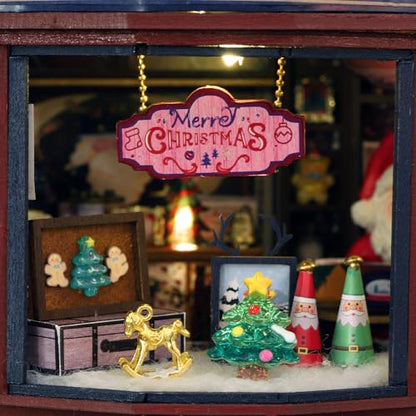 Hands Craft Christmas Wonderland DIY Miniature House Kit with Music & LED Lights – Holiday Storefront 3D Puzzle – Festive Craft Kit for Adults & Teens – Bookshelf Decor Winter Decorations