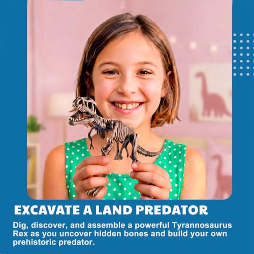 4M Tyrannosaurus Rex Skeleton Kit for Kids Ages 8-12 – T-Rex Fossil Excavation Set with 12 Realistic Bones, STEM Paleontologist Digging Kit with Hammer, Chisel & Brush, Educational Gift