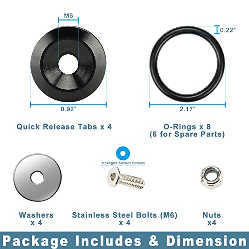 JDM Bumper Quick Release Fastener Kit 4-Piece Black - color: Black