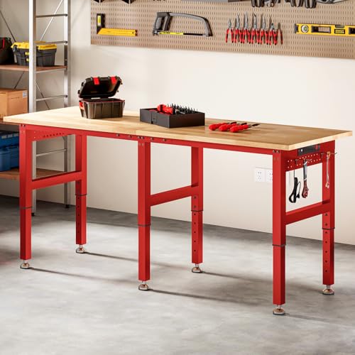 SPECRAFT 72-Inch Red Adjustable Heavy-Duty Workbench - color: Red, size: Standard/72"x24"