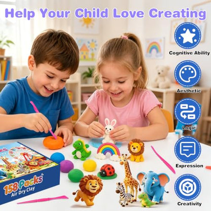 EDIFON Air Dry Clay,158-Color Foam Magic Modeling Clay for Kids DIY Crafts - color: 158 colors