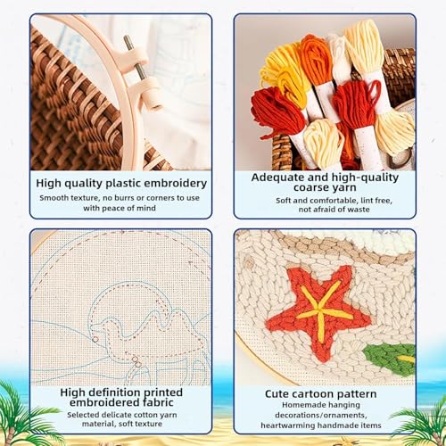 Punch Needle kit for Beginners, Punch Stitching kit for Adults, Needle Punch Kits for Adults – A Water Otter with Hands Raised in The Water Punch Needle Set - color: 17-Otter